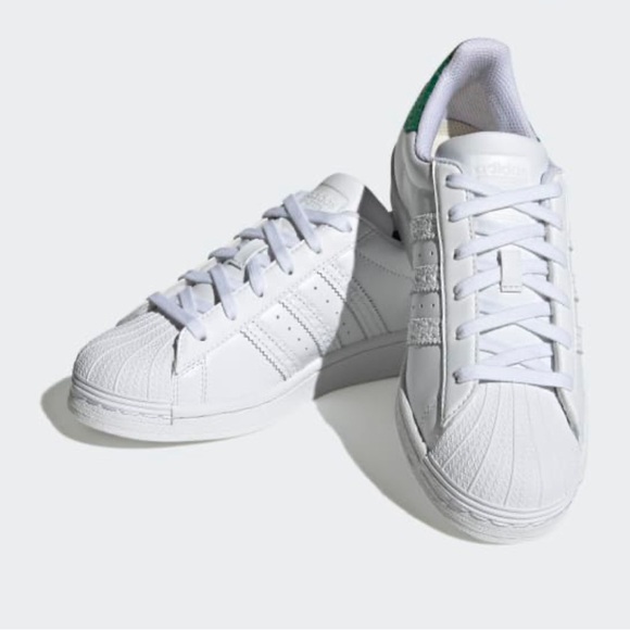 Adidas Superstar Originals Classic Shell-toe Cloud White Green Size 6 - Picture 4 of 15